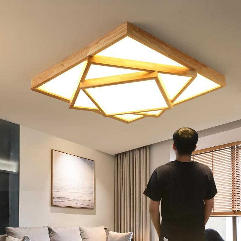 日式灯具led吸顶灯现代简约榻榻米灯北欧原木卧室餐厅木质客厅灯