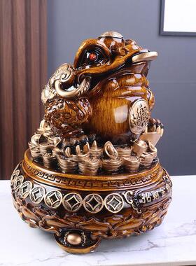 招财金蟾摆件大号三足蟾蜍开业礼品金蝉店铺办公室收银台装饰品