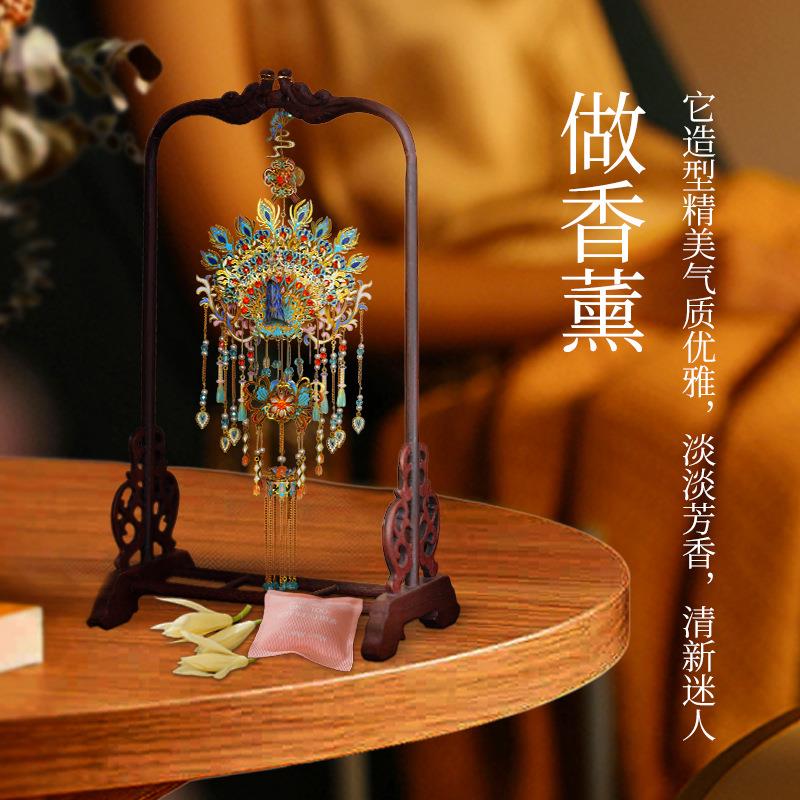 拼界王国孔雀香翎香囊挂件 手工DIY金属拼图国风拼装模型香包摆件