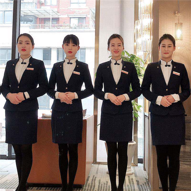 酒店前台工作装餐饮服务员工装空姐职业装套装售楼部工作服女饭店
