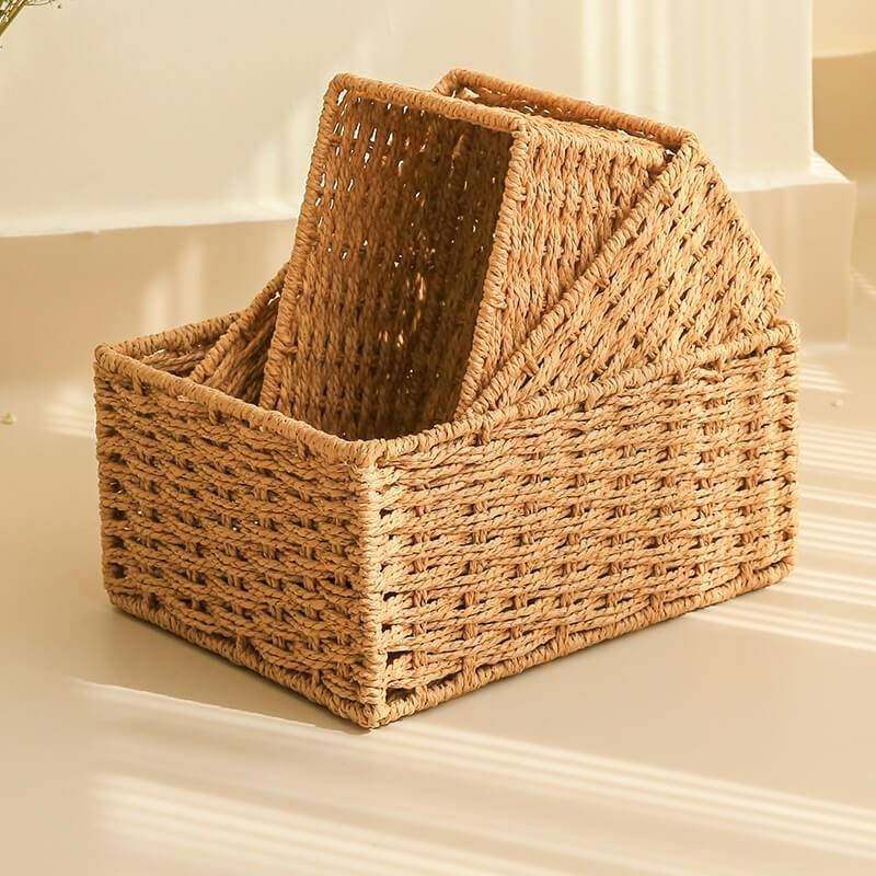 日式风收纳筐高级感收纳筐桌面收纳盒零食杂物钥匙化妆品玄关茶几,收纳整理,桌面收纳盒,淘宝优惠券,粉丝福利购,淘宝优惠卷