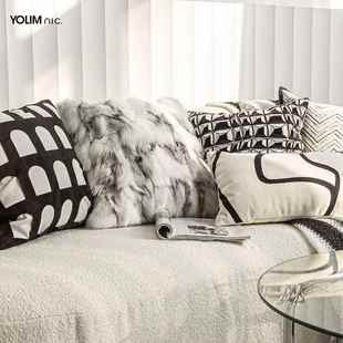 A6L现代简约计师枕黑白灰几厅何抱沙设发F769MS76靠枕客轻奢样板