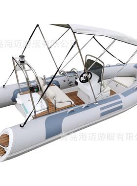 玻璃钢充气艇RIB480B硬底耐磨冲锋舟2/3/45人皮划艇充气船气垫船
