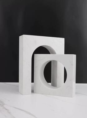 轻奢摆件 大理石样板间售楼部书房装饰品客厅桌面工艺品家居几何