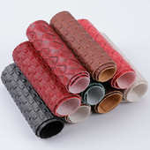 现货编织纹格皮革面料幅宽140cm床头硬包软包人造皮革箱包人造革