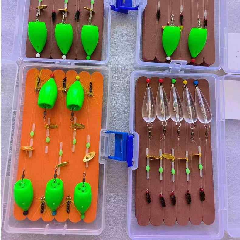 绑好盒装套装 飞蝇蝴蝶 冰丝虾瓜子亮片 浮水沉水助投器渔具