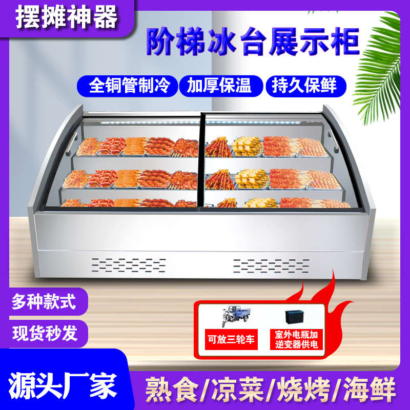 摆摊冰柜烧烤炸串冷藏冷冻展示柜商用三轮车台面柜保鲜柜移动冰箱