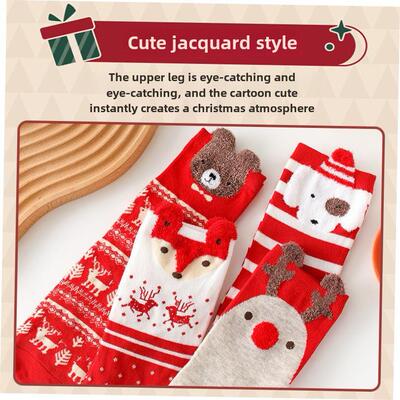 4 pairs of gift box Christmas socks麋鹿袜可爱卡通圣诞节袜子1
