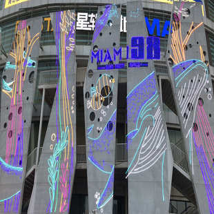 异形灯饰画 商业主题LED网红打卡街区幕墙灯光装饰发光灯饰画亮化