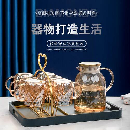 玻璃冷水壶防爆凉水壶兰陵壶加厚家用大容量泡茶壶套装耐热茶具