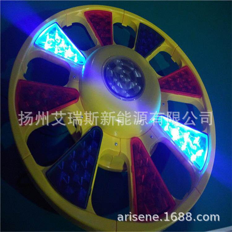 太阳能回转灯LED红蓝警示灯回转灯交通道路施工圆形爆闪灯路障灯
