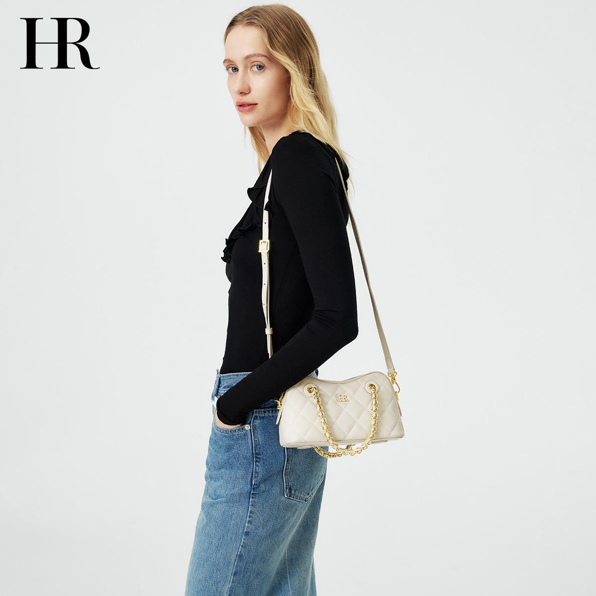 HR赫莲娜包包女式2025新款单肩包轻奢小众高级感斜挎包真皮小包包