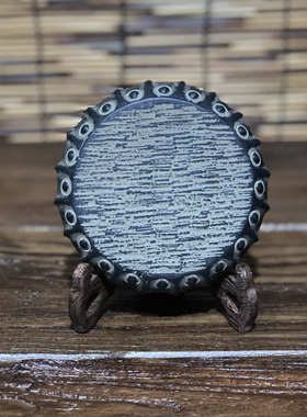 仿古青石中式复古多棱圆鼓造型雕刻茶壶底座茶室玄关庭院禅意摆件