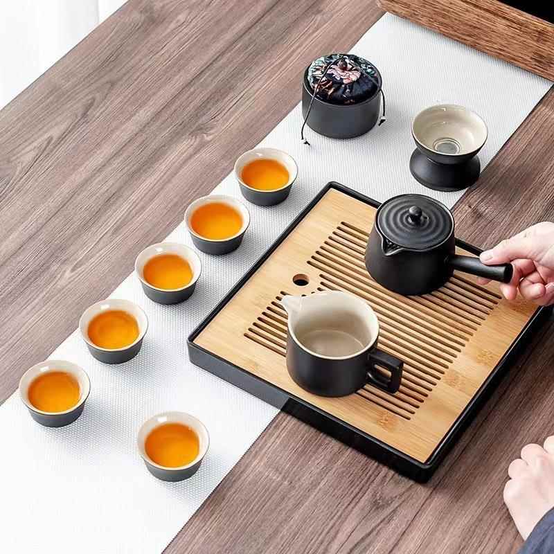 陶瓷功夫茶具简约礼盒家用创意茶盘茶叶罐套装房地产酒店商务礼品