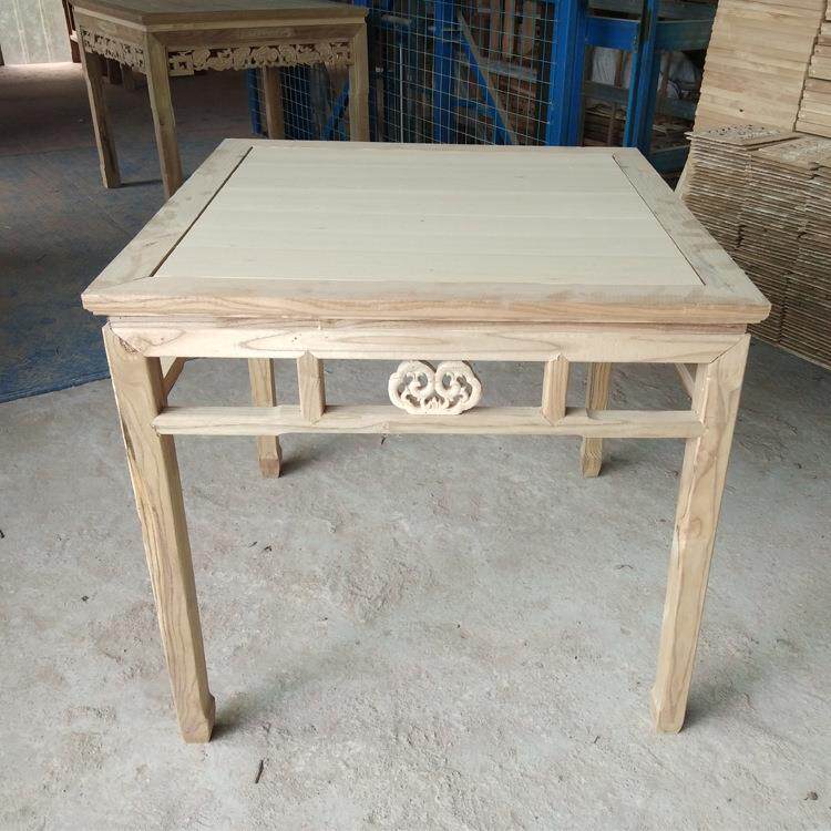 古典中式家具餐馆饭馆白茬家用八仙桌小方桌铜钱桌餐桌椅条凳实木