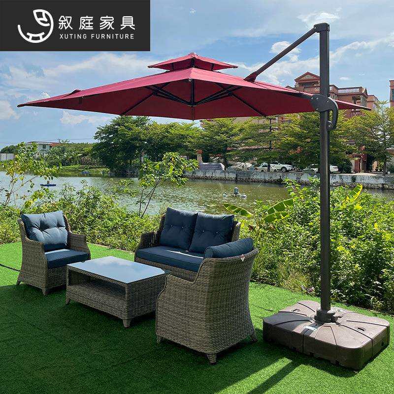叙庭户外藤编沙发室外酒吧酒店创意复古藤艺休闲躺椅防水防晒家具