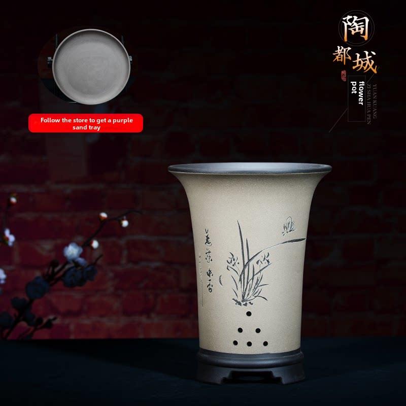 兰花盆紫砂盆陶瓷花盆君子兰盆景花盆精品墨兰建兰盆阳台客厅专用