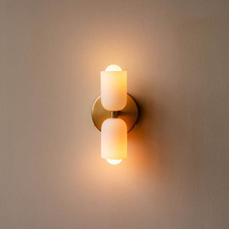 法式复古玻璃壁灯上下双头简约奶油风中古客厅楼道走廊卧室床头灯