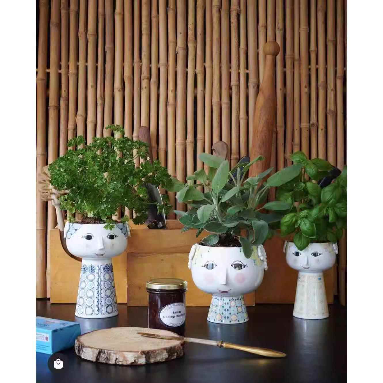 出口欧洲陶瓷BW精灵花瓶摆件伊娃花器/北欧风装饰花器花盆花瓶