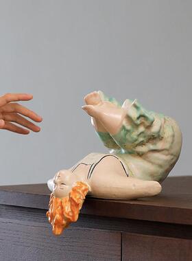 西创意手新工艺术雕像陶瓷摆件客PJO厅桌面博女装饰玄关居礼物送