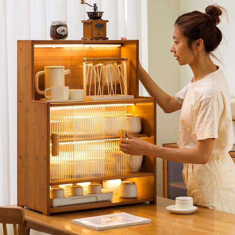 桌面置收纳盒收纳柜茶具杯展示柜子厨房水杯物架杯架餐具子收纳柜