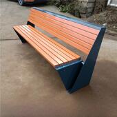 定制户外不锈钢公园椅户外长凳菠萝网格实木座椅庭院休闲椅板凳