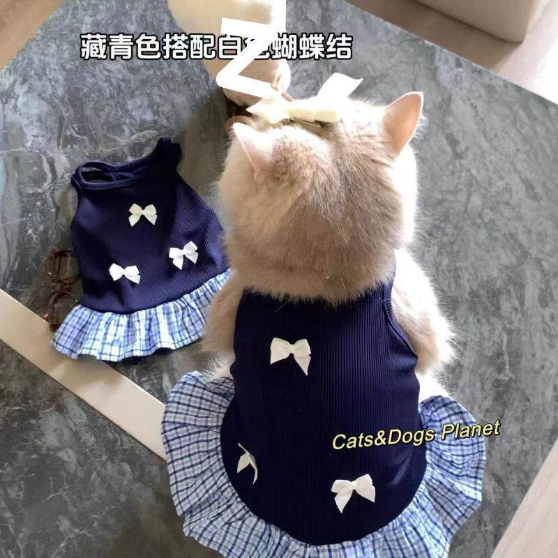 狗狗衣服春夏季博美小型猫咪狗狗背心裙学院风防掉毛金渐层比熊