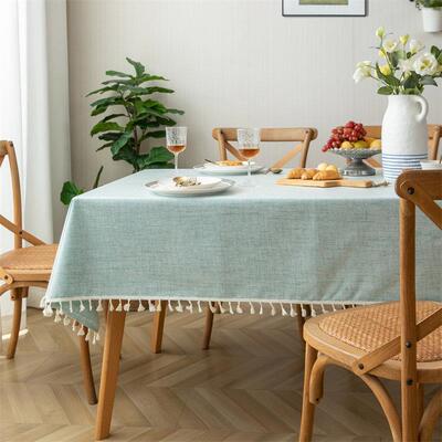 防水防油棉麻清新简约花边西餐桌布茶几布摄影展会长方形可定制