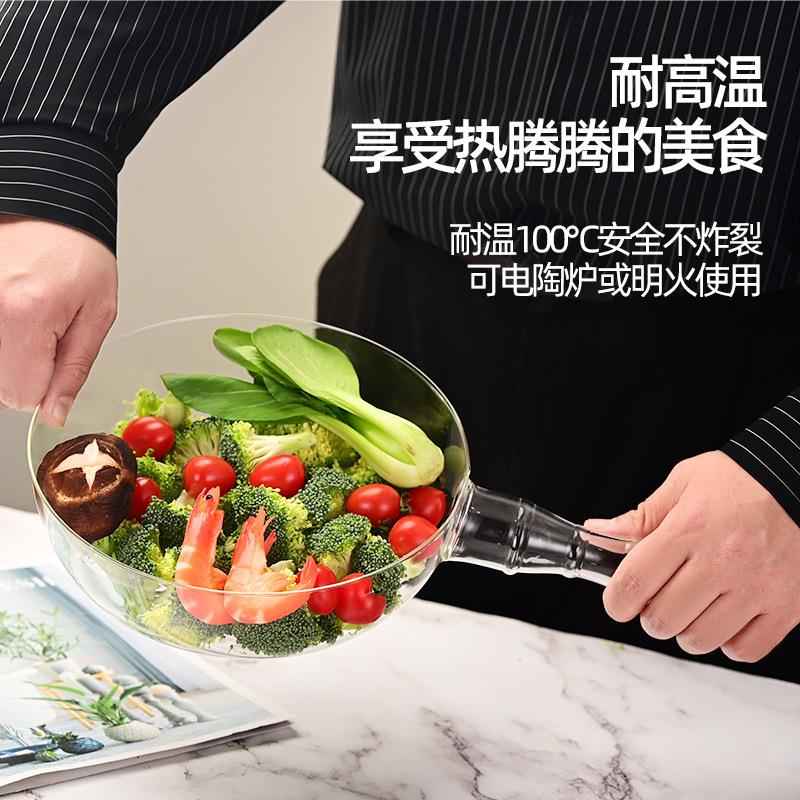 单柄侧把玻璃煮奶锅汤锅 透明高硼硅玻璃煲汤小煮锅 可加热煮奶锅