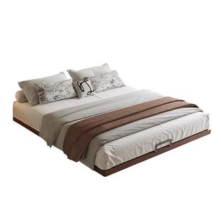 无床头床实木北欧白蜡木床2025新款榉木排骨架现代简约实木悬浮床