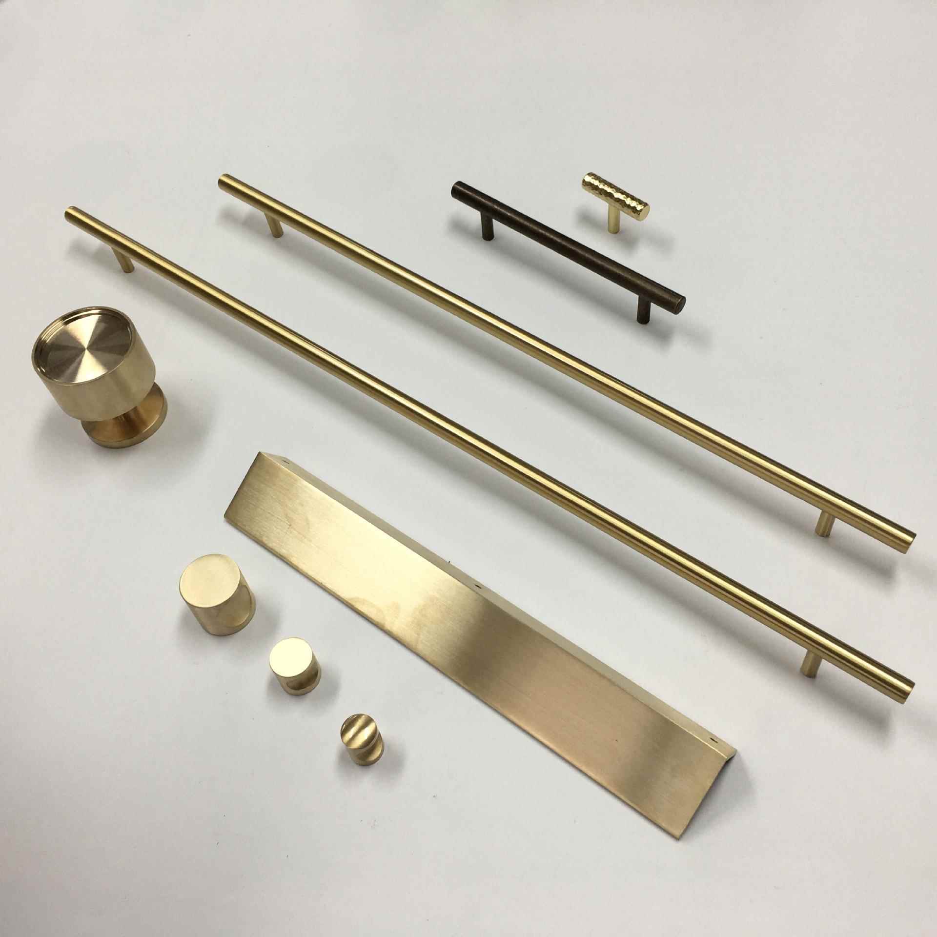 全铜简欧式橱柜衣柜门长条拉手T型拉手抽屉衣柜门把手家具五金