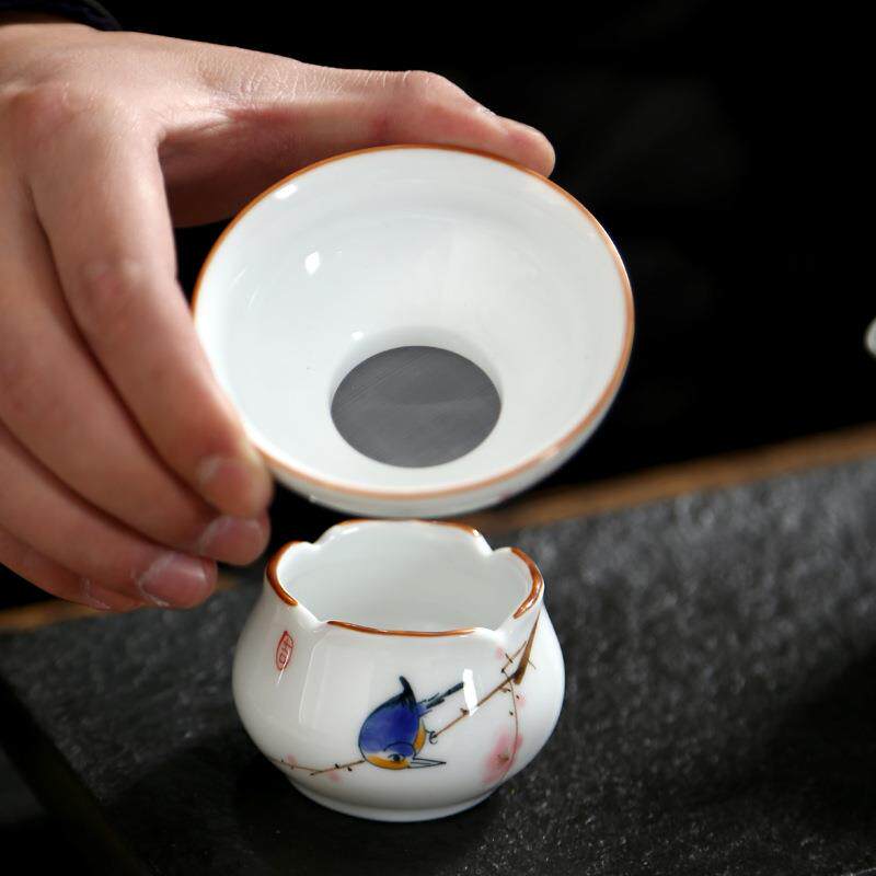 手绘过滤茶器陶瓷茶滤杯家用陶瓷茶滤网零配创意过滤器茶漏