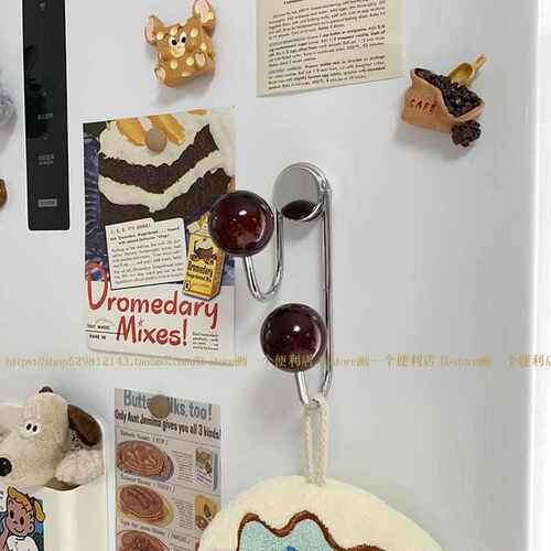 H-store 美式复古ins木球磁吸挂钩免打孔磁铁门后装饰厨房挂新款