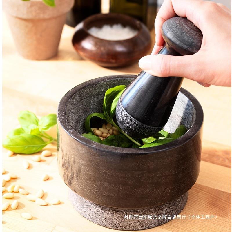 妙HOME蒜缸捣蒜罐家用艾德思杵和臼,大理石研磨器双面研磨器