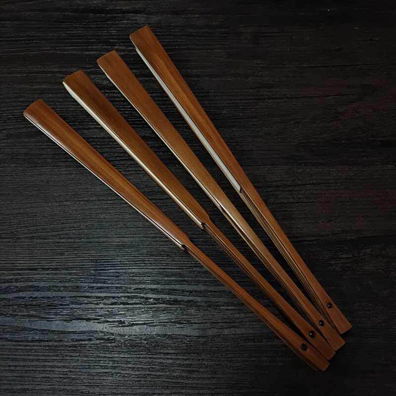 文玩宣纸折扇9.5寸水磨老玉竹扇骨空白苏工扇面工艺