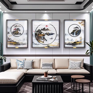 背景墙装饰画苏绣沙发现代装饰画