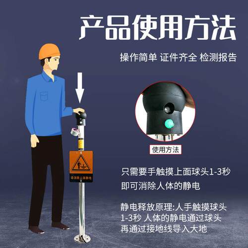 加油站人体静电BEQ释柱放器3防04不锈钢消除仪静电释放触摸式电装