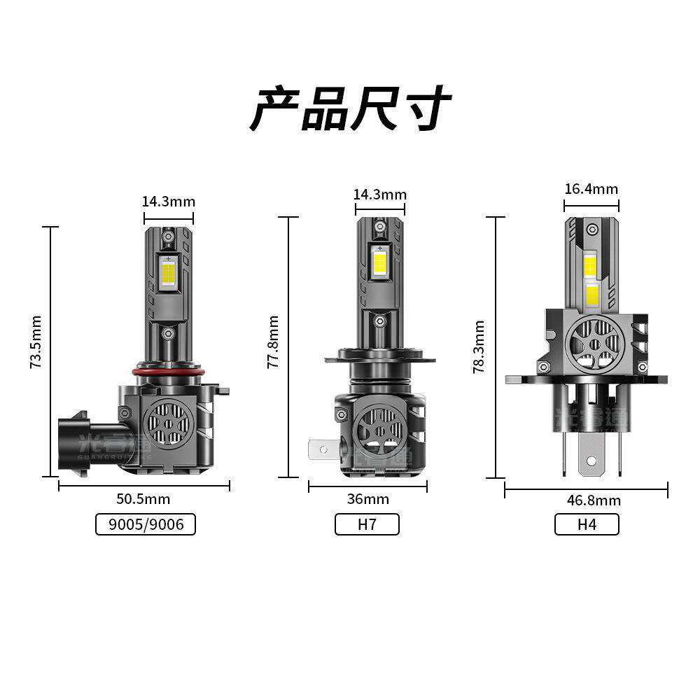 跨境现货LED一体前照灯12-24V直插式110W大灯聚光超亮改装大灯H4