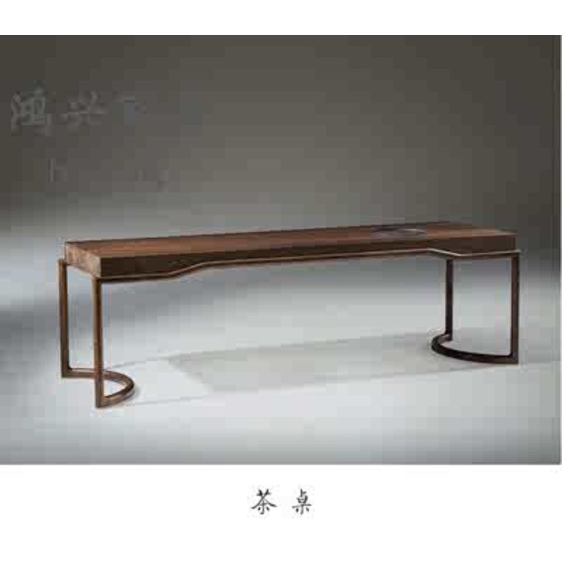 新中式黑胡桃木喝茶桌办公室简约实木茶桌整套组合茶室泡茶台定制