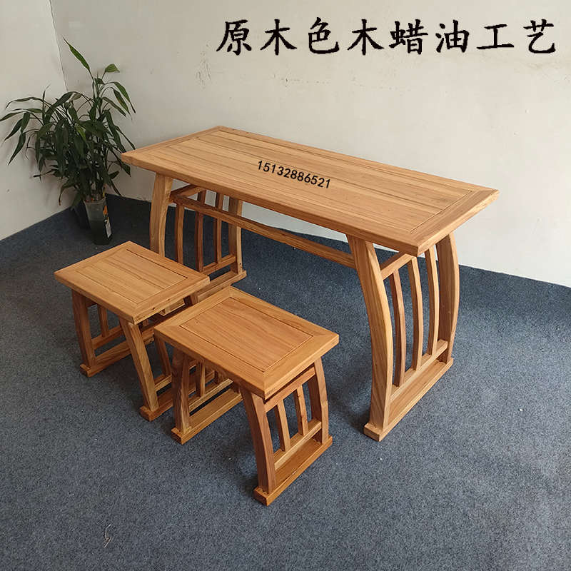 中式实木书桌家用学生学习桌国学桌书法桌子长方形一体培训班课桌