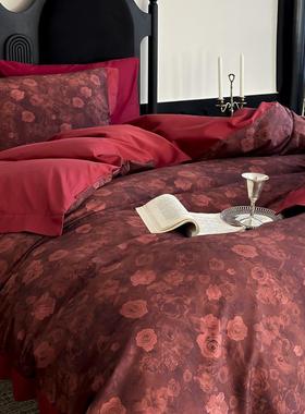 2025新款A类婚庆红色长绒棉四件套全棉结婚贡缎被套婚房喜庆床品