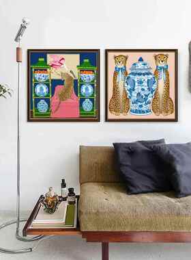 中古美式新中式古典卧如虎添翼al202403装饰画画客厅餐厅室挂复古