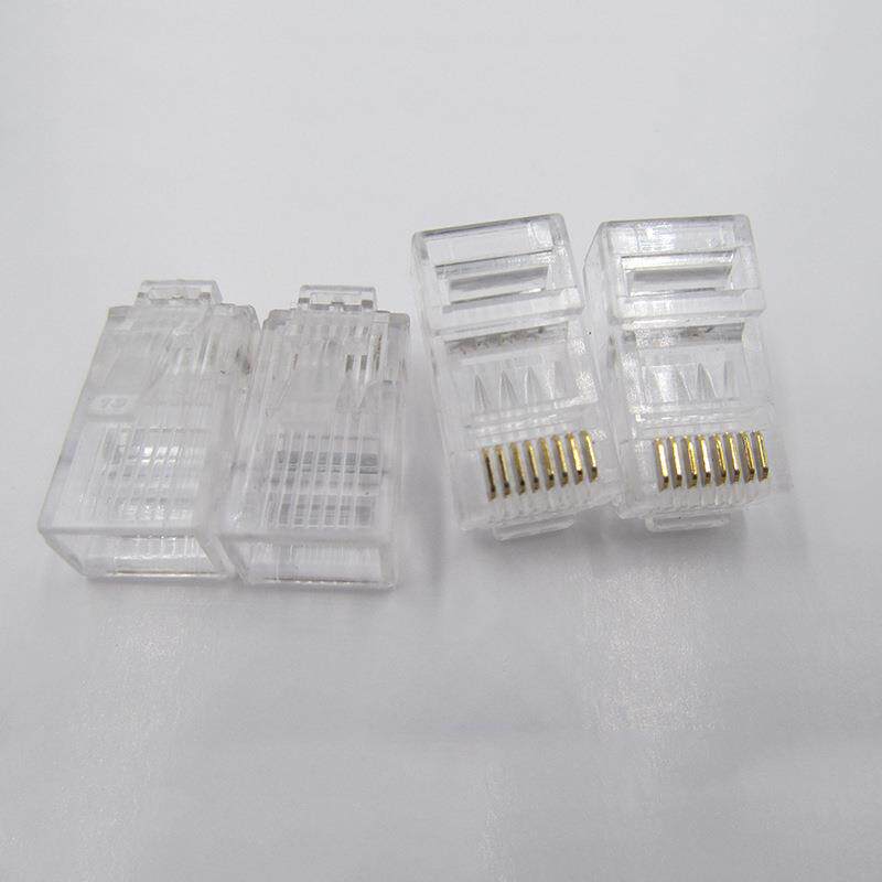 六类水晶头两件式8P8C镀金Cat6千兆非屏蔽网线千兆一体式