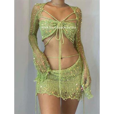 Long sleeved short skirt T-shirt three piece set欧美长袖套装