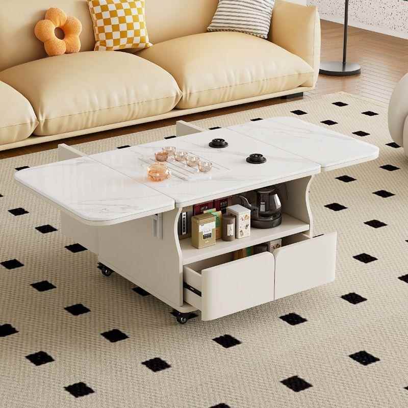 几奶板油风移动茶台小型可折叠茶客厅多功能简约XYC岩茶桌豪华户