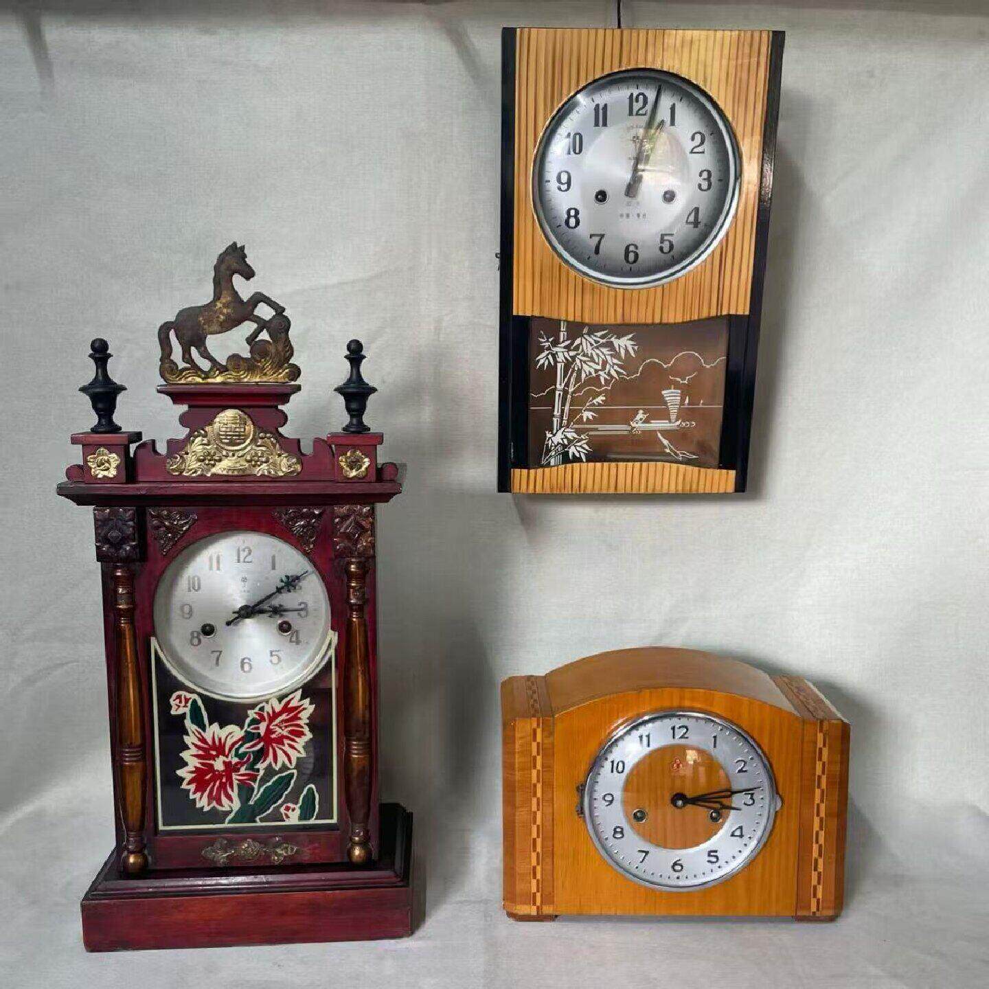 采购产品旧物品，怀旧乡村老式挂钟，老式机械挂钟装饰品，农舍民