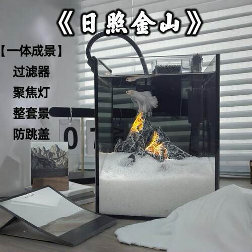 暗黑斗鱼专用鱼缸玻璃缸小鱼缸生态桌面造景小型过滤水晶客厅全套