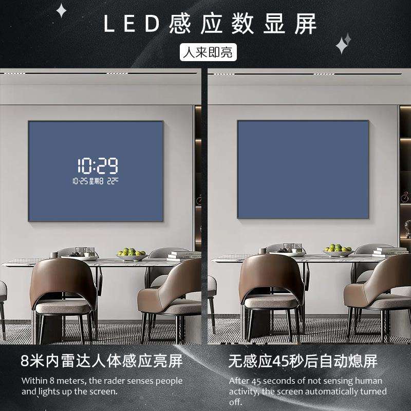 电表箱装饰画led 数显时钟纯色简约餐厅配电箱遮挡箱人体感应挂钟
