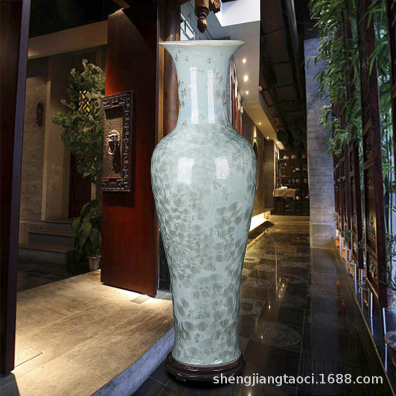 景德镇陶瓷器结晶釉落地大号花瓶新房客厅摆件家居酒店装饰礼品