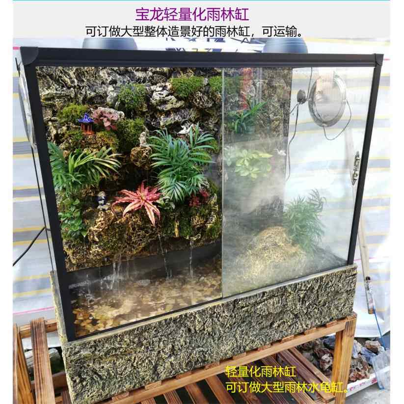 宝龙创新轻量化雨林缸水陆缸大型生态水龟缸造景办公家装水景景观